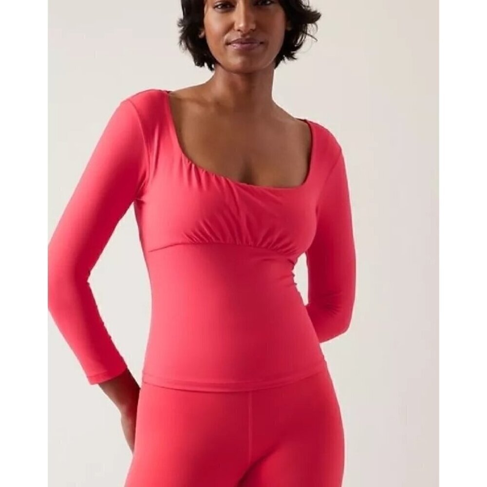 Athleta Shanti Scoop Top Coral Pink Small